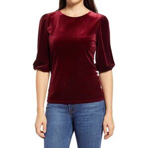 Halogen Velour Bubble Sleeve Top